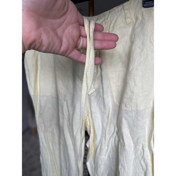 St. John’s Bay Linen Pants Trousers Butter Pale Yellow Drawstring Pockets Beach - Picture 6 of 7